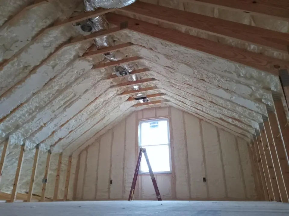 Spray foam roofing application for Crawl Space Insulation project in Jamestown
